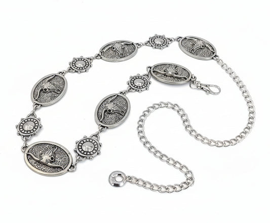 Ceinture chaîne en argent Vintage pour femme