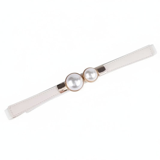Ceinture de taille pour femme en cuir et chaîne de perles