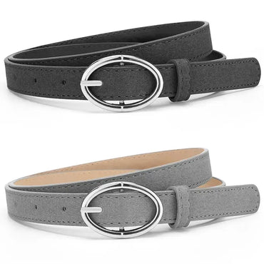 Ceinture en cuir givré gris pour femme
