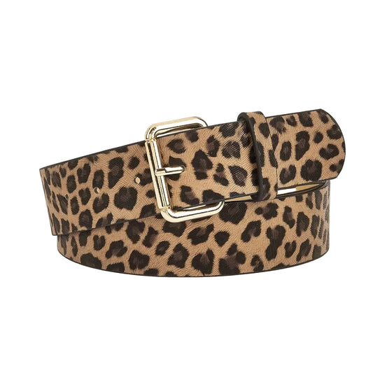 Ceinture en cuir imprimé léopard pour femme – Boucle Ardillon simple