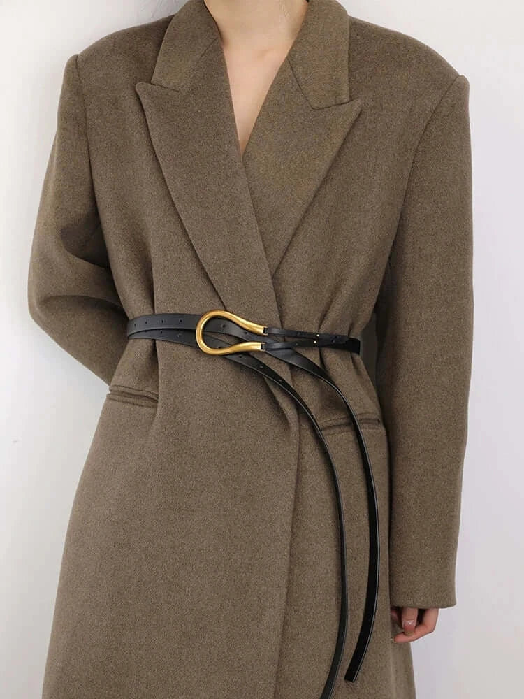 Ceinture en cuir véritable femme – Boucle en métal U de luxe