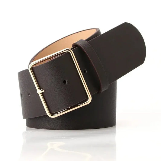 Ceinture large en simili cuir pour femme avec boucle ardillon
