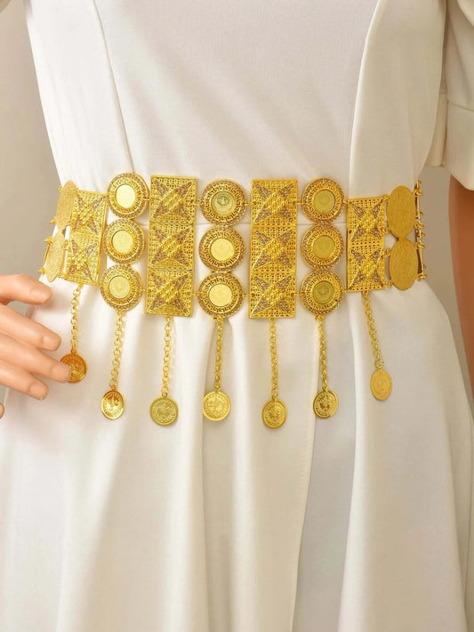 Ceinture marocaine femme dorée à pompon