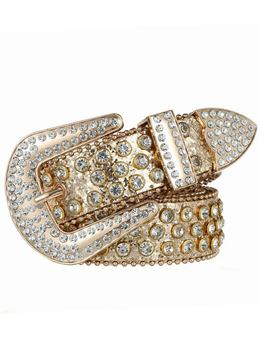 Ceinture western femme à strass diamant et clous décoratifs