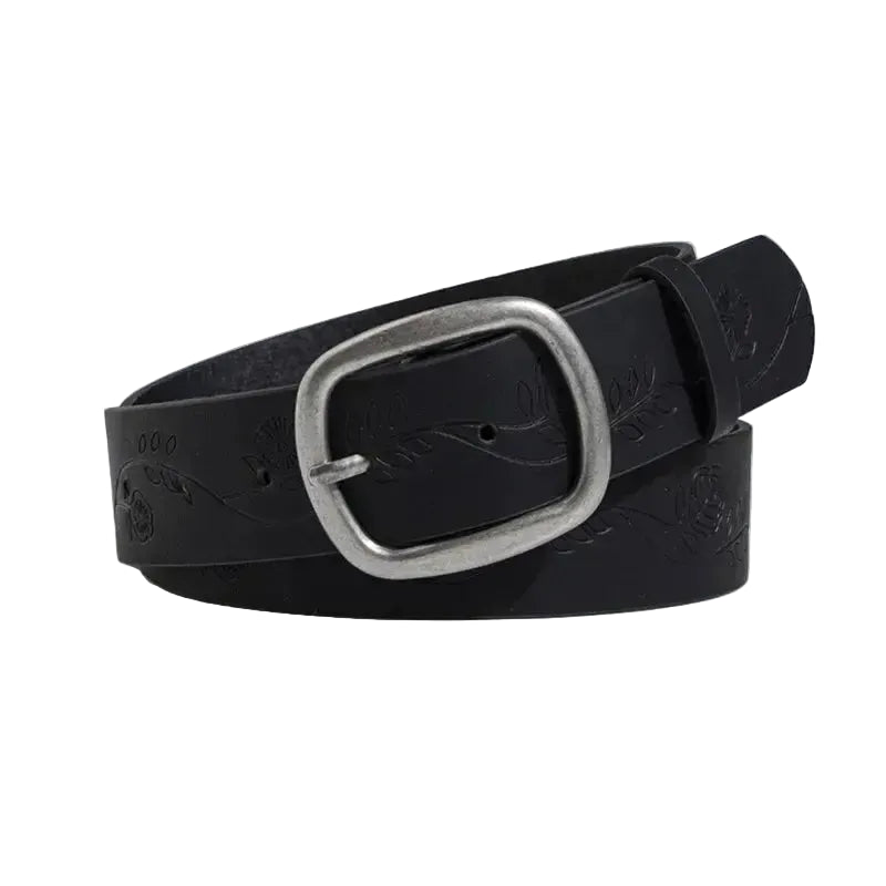 Ceinture western pour femme avec boucle ovale en argent antique