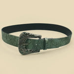 Ceinture western sculptée de couleur foncée pour femme avec imprimé de feuilles - Vignette | Ceintelle