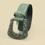 Ceinture western sculptée de couleur foncée pour femme avec imprimé de feuilles - Vignette | Ceintelle