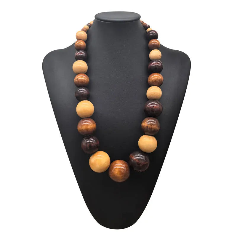 Collier de perles en bois fait à la main pour femme