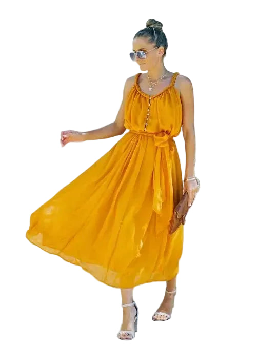 Robe Femme Sans Manches & Sans Bretelles – Robe Printemps Été Élégante et Légère