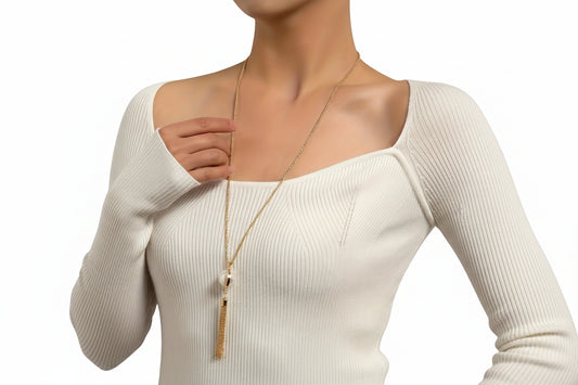 Collier long pour femme, élégant et simple, avec chaîne torsadée
