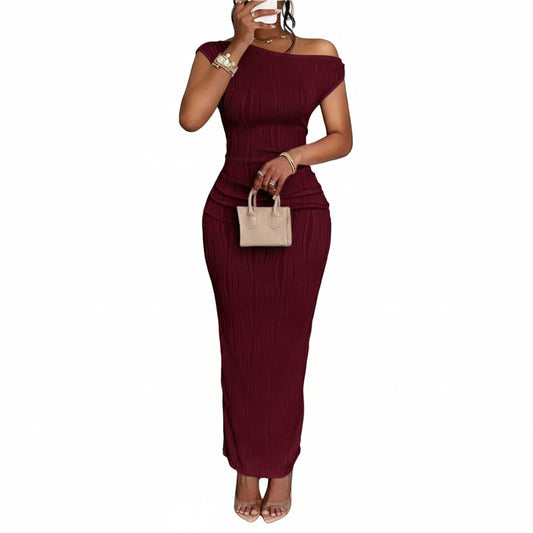 Robe Moulante Asymétrique Femme – Motif Vague d’Eau Élégante