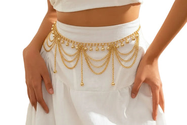 Ceinture chaîne avec pampilles de perles