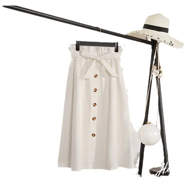 Jupe Longue Trapèze Taille Haute Boutonnée – Style Artistique Femme