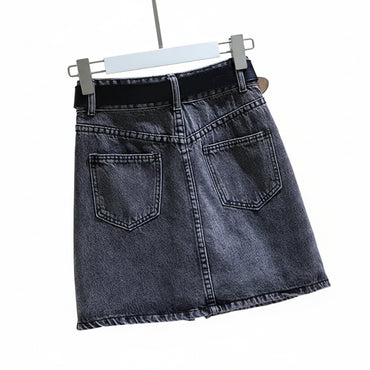 Mini Jupe en Jean Taille Haute Évasée Femme – Style Décontracté