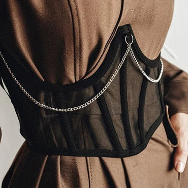Ceinture Corset Punk Femme avec Chaîne Métallique