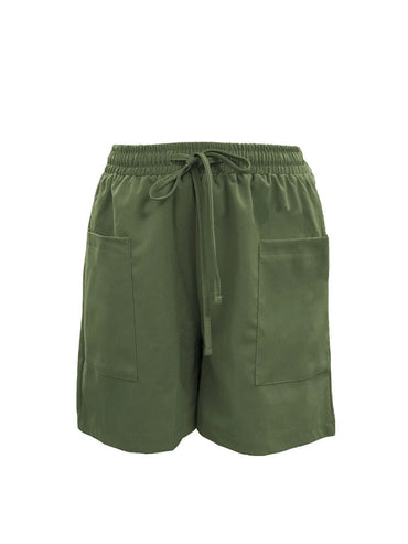 Short bermuda femme coupe ample avec poches – style décontracté couleur unie