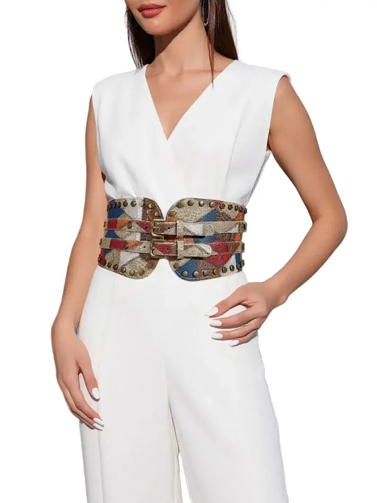 Ceinture corset à rivets pour femme