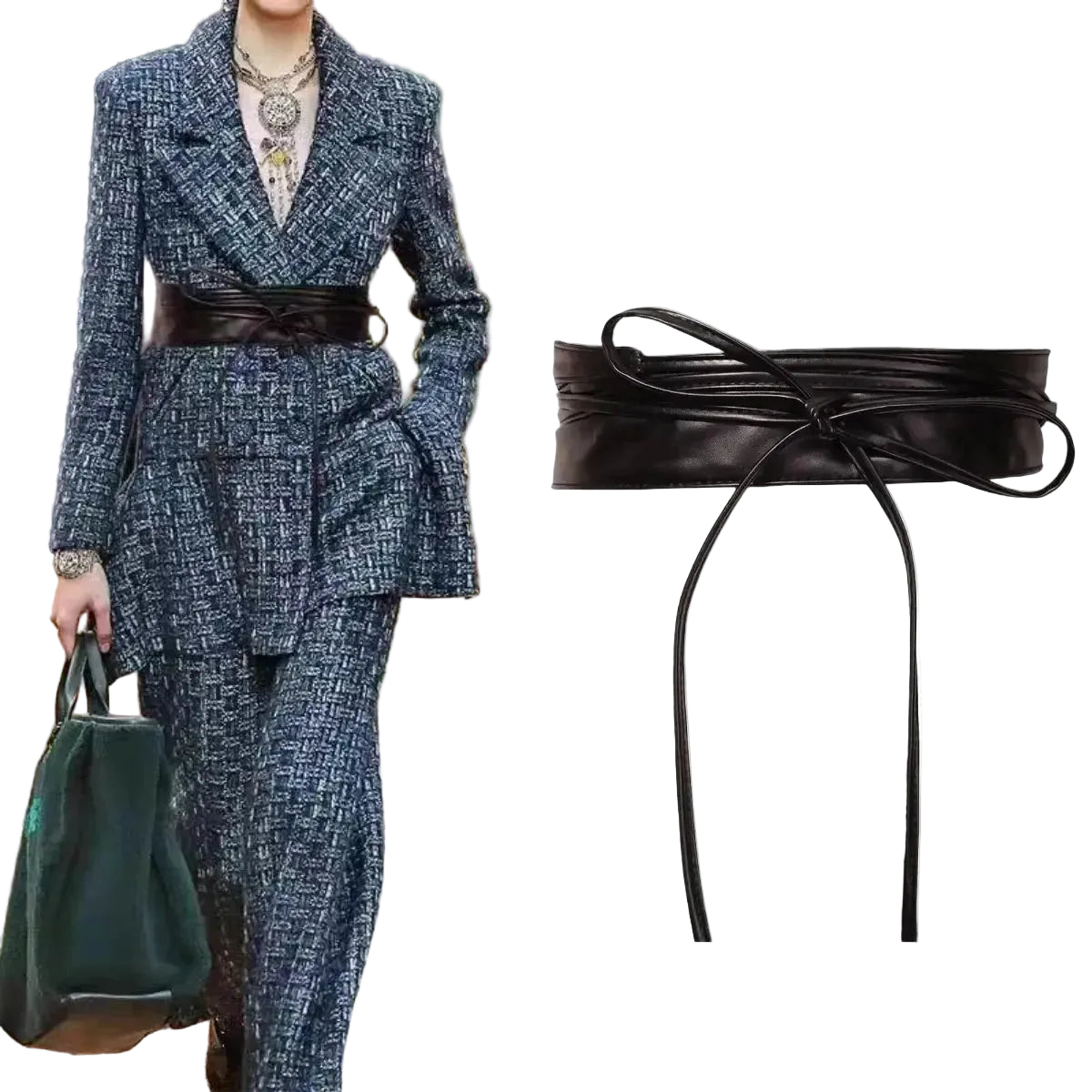 Ceinture Boho en Faux cuir pour femme style obi