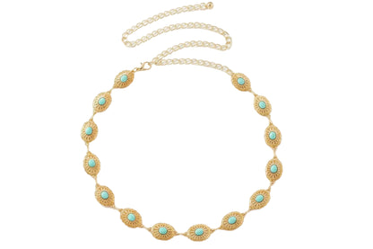 Ceinture Chaîne Fine Turquoise pour Femme – Style Chic avec Perles