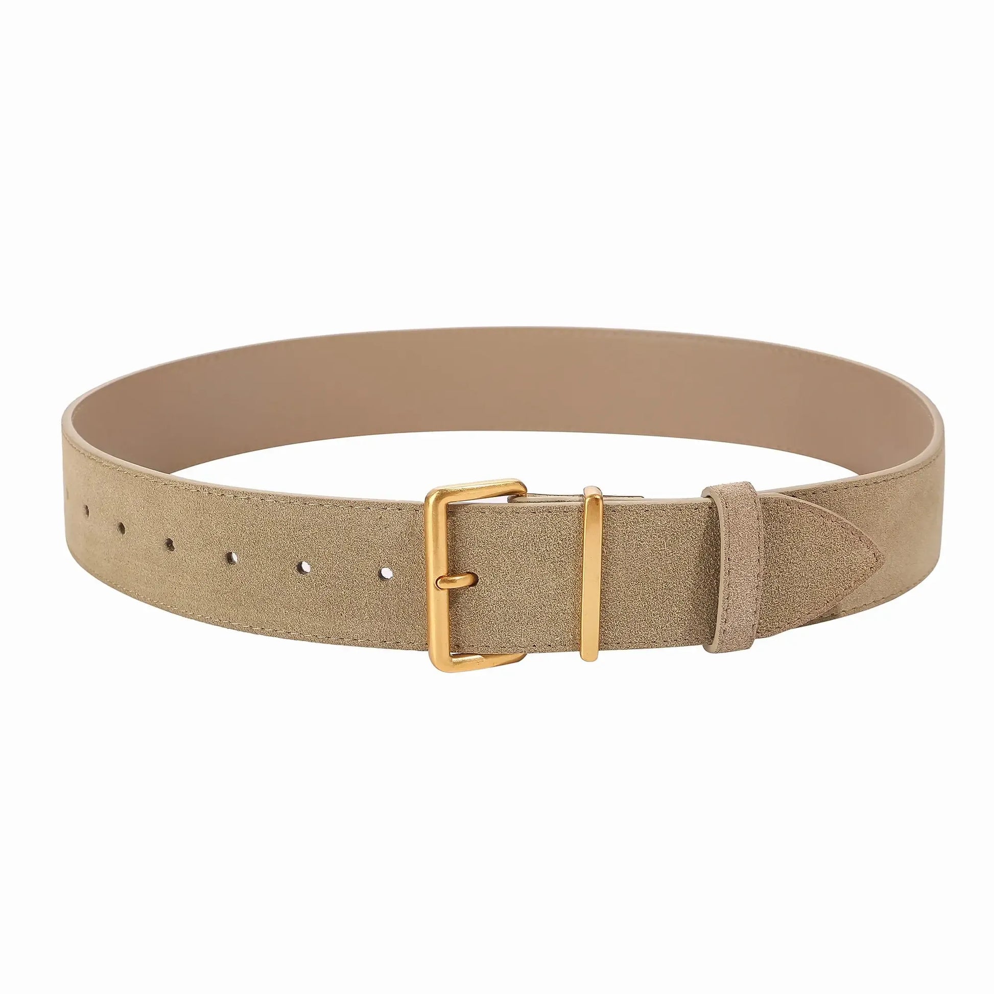 Ceinture Élégante en Cuir Suédé pour Femme – Taille Haute avec Boucle Dorée