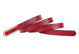 Ceinture Fine Femme en Cuir Véritable Souple – Boucle Argentée Élégante