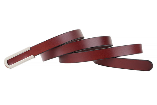 Ceinture Fine Femme en Cuir Véritable Souple – Boucle Argentée Élégante