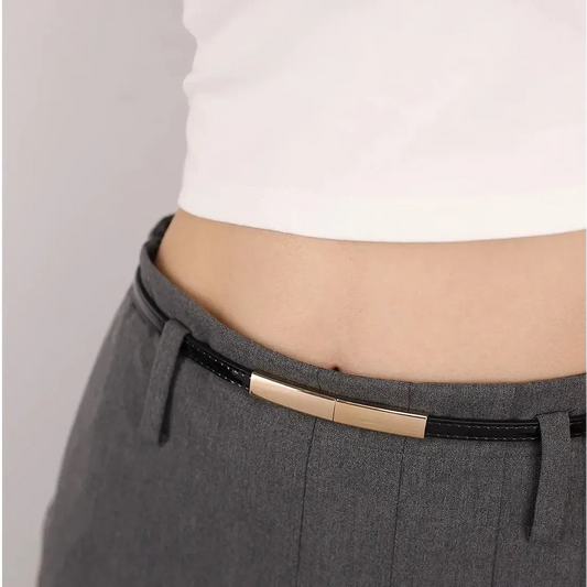 Ceinture Fine de Luxe Femme - Boucle Métal Doré Élégante