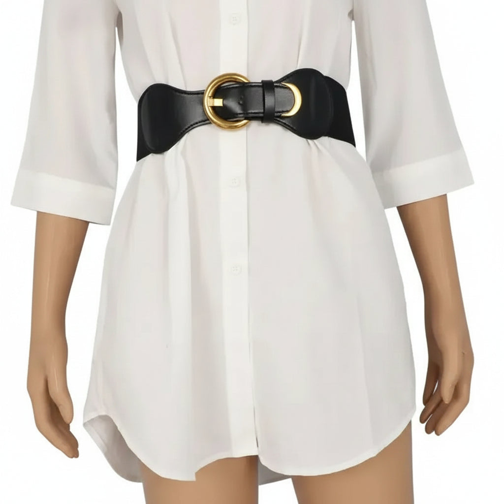 Ceinture Large Élastique pour Femme avec Boucle en Forme de Cœur