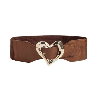 Ceinture Large Élastique pour Femme avec Boucle en Forme de Cœur
