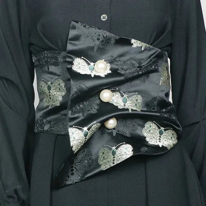 Ceinture Obi en satin pour femme – Large, élégante et décorative