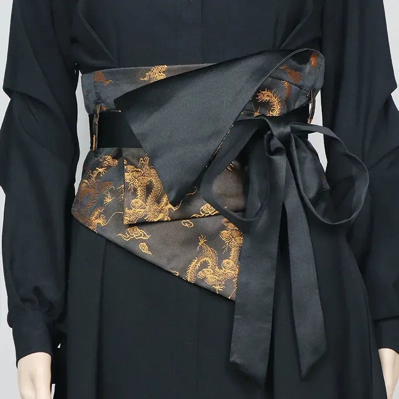 Ceinture Obi en satin pour femme – Large, élégante et décorative