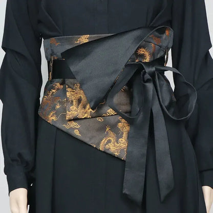 Ceinture Obi en satin pour femme – Large, élégante et décorative