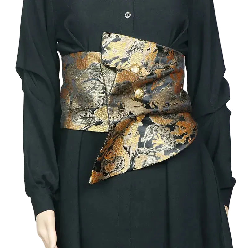 Ceinture Obi en satin pour femme – Large, élégante et décorative