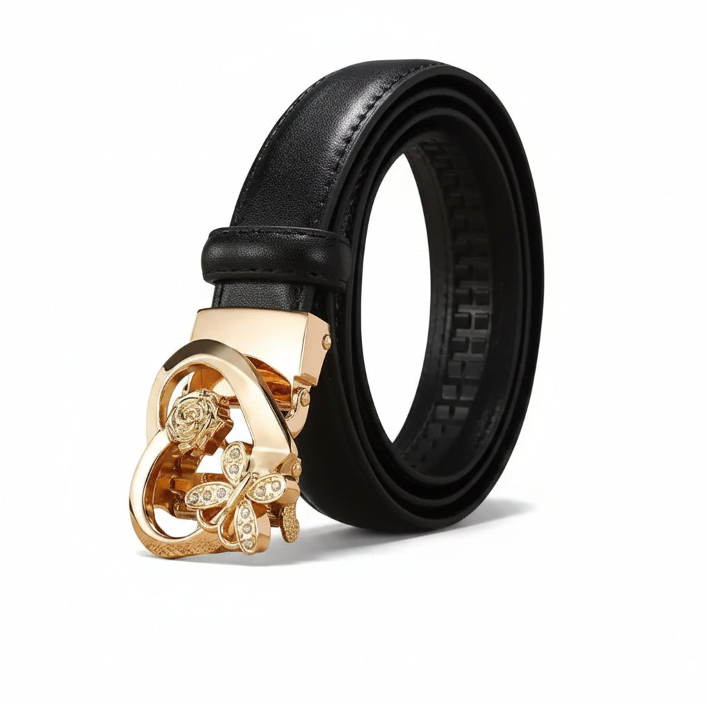 Ceinture à boucle automatique pour femme – Boucle cœur romantique