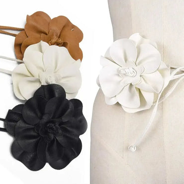 Ceinture à nouer en corde fleurie pour femme