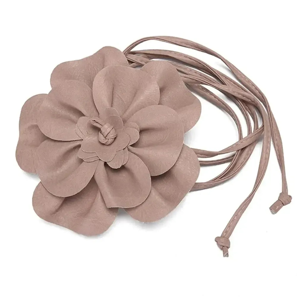 Ceinture à nouer en corde fleurie pour femme