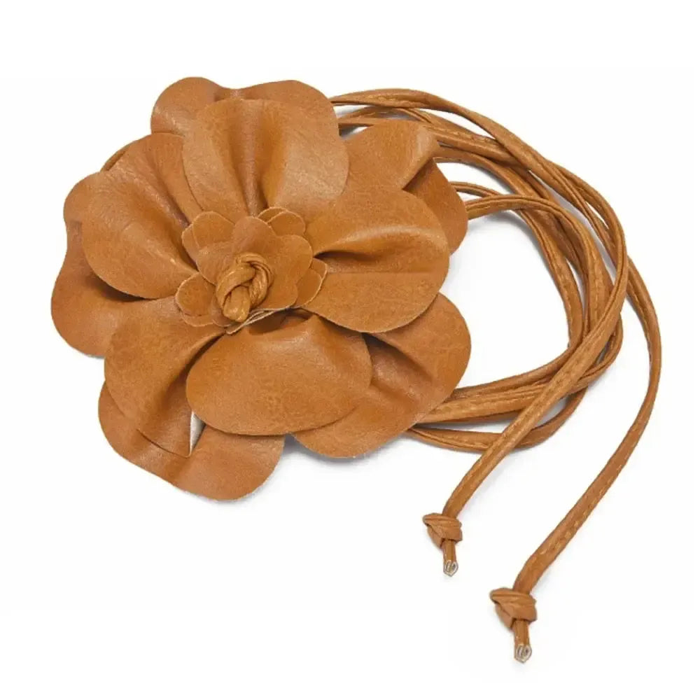 Ceinture à nouer en corde fleurie pour femme