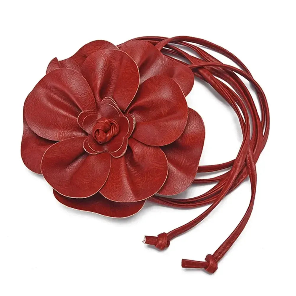 Ceinture à nouer en corde fleurie pour femme