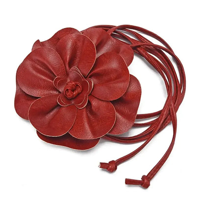 Ceinture à nouer en corde fleurie pour femme