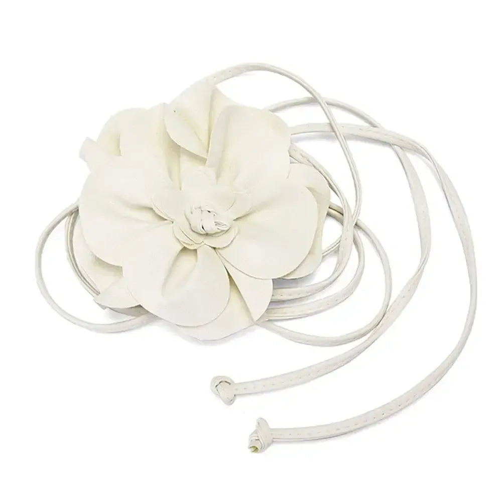 Ceinture à nouer en corde fleurie pour femme