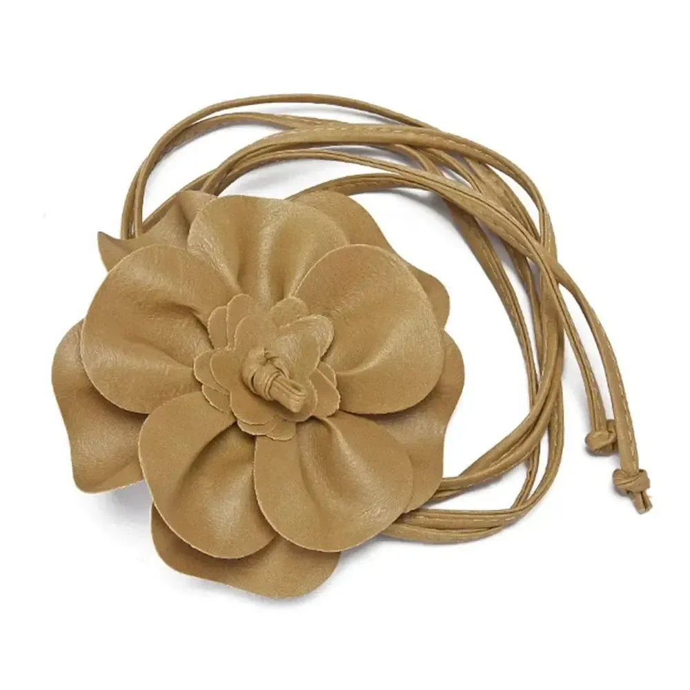 Ceinture à nouer en corde fleurie pour femme