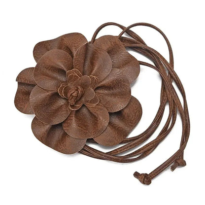 Ceinture à nouer en corde fleurie pour femme