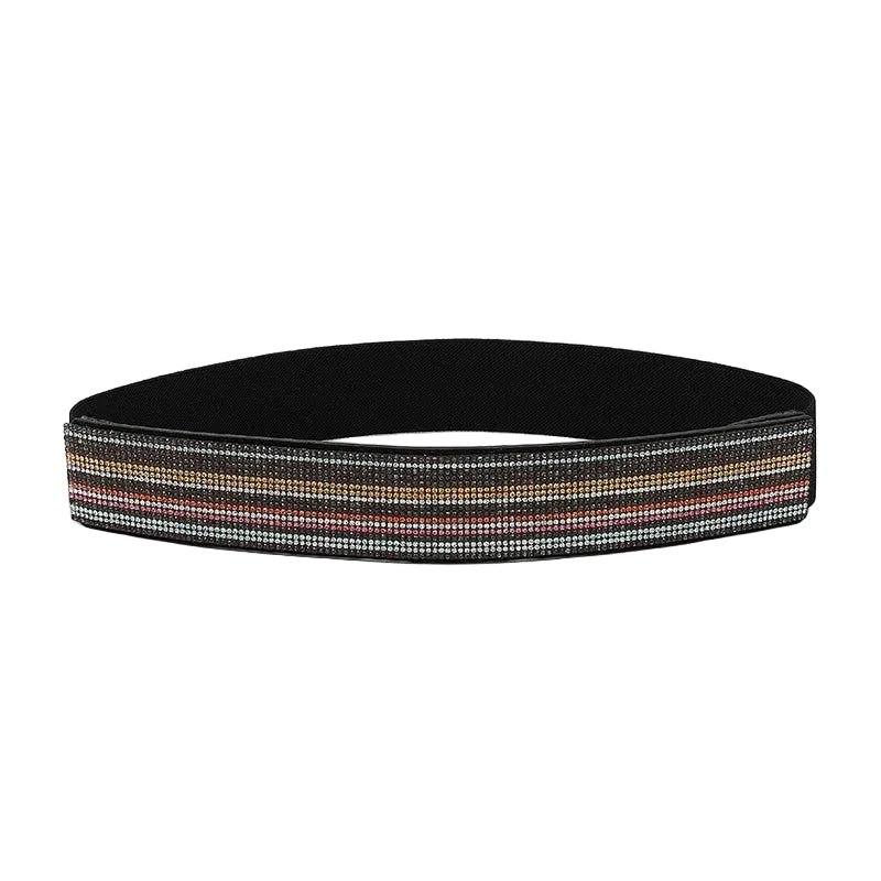 Ceinture à strass brillants colorés pour femme