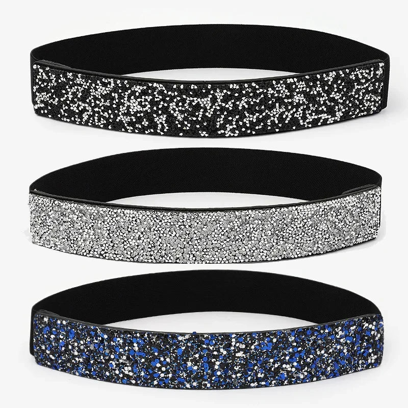 Ceinture à strass brillants colorés pour femme