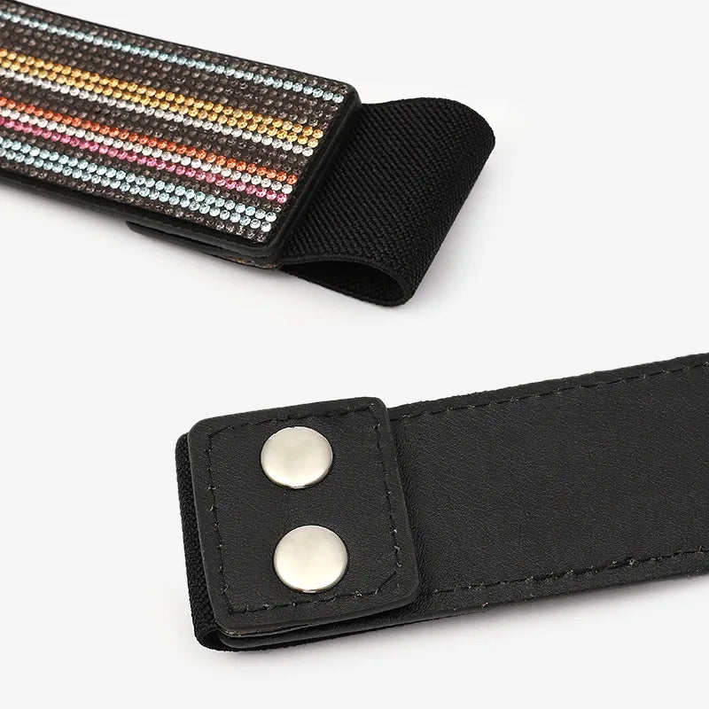 Ceinture à strass brillants colorés pour femme