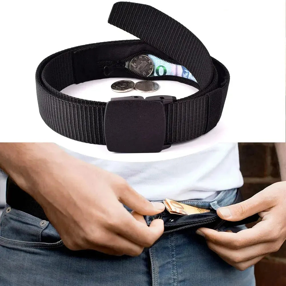 Ceinture cache billet à fermeture éclair pour femme