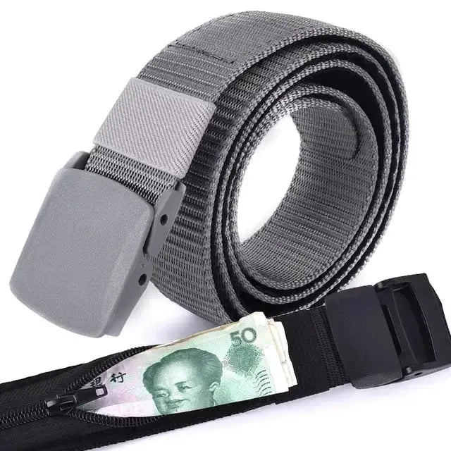 Ceinture cache billet à fermeture éclair pour femme