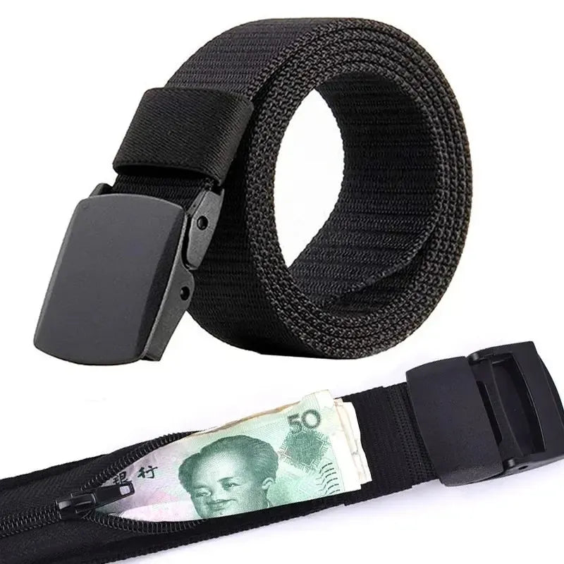 Ceinture cache billet à fermeture éclair pour femme