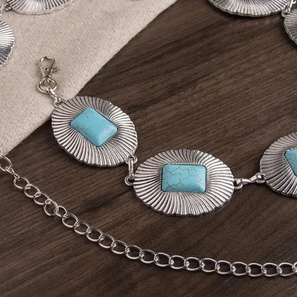 Ceinture chaîne de taille en métal turquoise