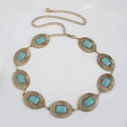 Ceinture chaîne de taille en métal turquoise